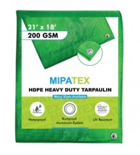 Mipatex Tarpaulin / Tirpal 21 Feet x 18 Feet 200 GSM (Green/White)